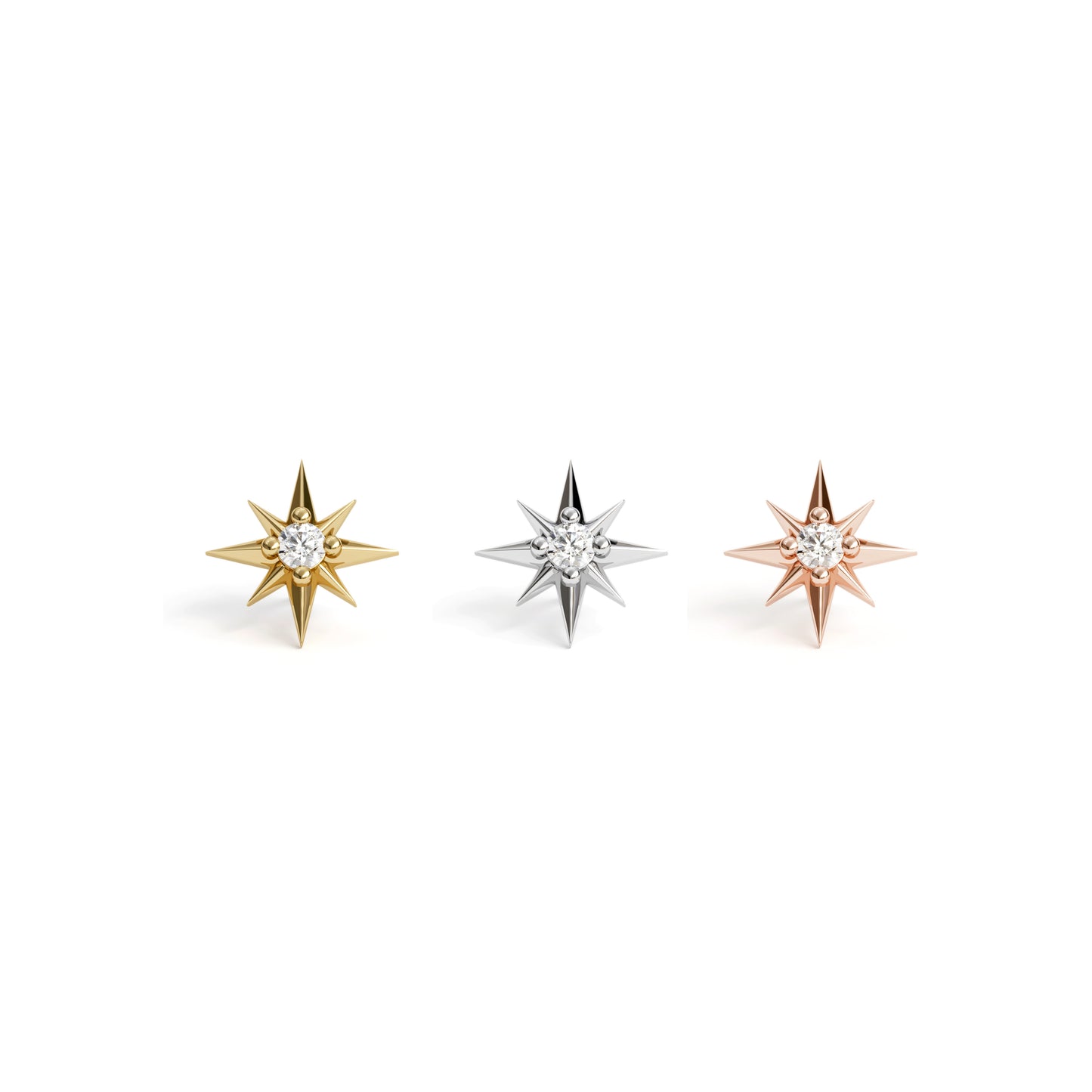 14K Gold Diamond Starburst Threadless End