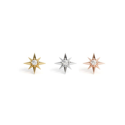 14K Gold Diamond Starburst Threadless End