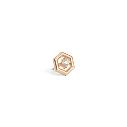 14K Gold Diamond Unique Hexagon Threadless End