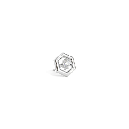 14K Gold Diamond Unique Hexagon Threadless End