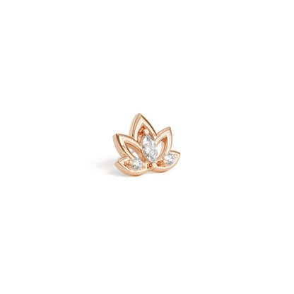 14K Gold Diamond Lotus Flower Threadless End