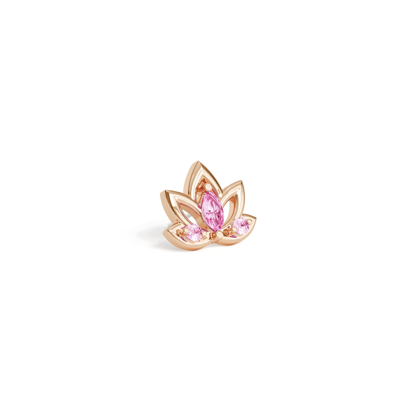 14K Gold Pink Tourmaline Lotus Flower Threadless End