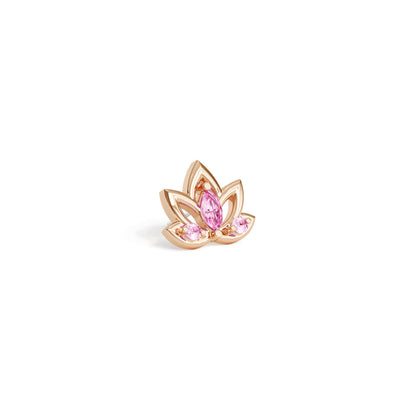 14K Gold Pink Tourmaline Lotus Flower Threadless End
