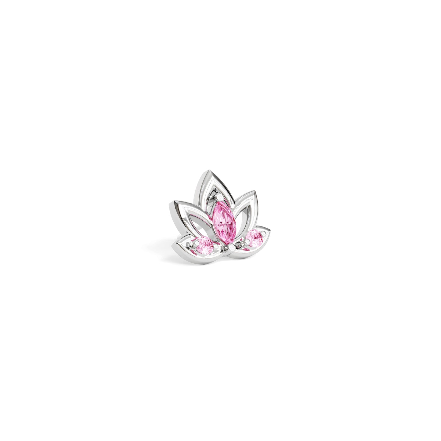 14K Gold Pink Tourmaline Lotus Flower Threadless End