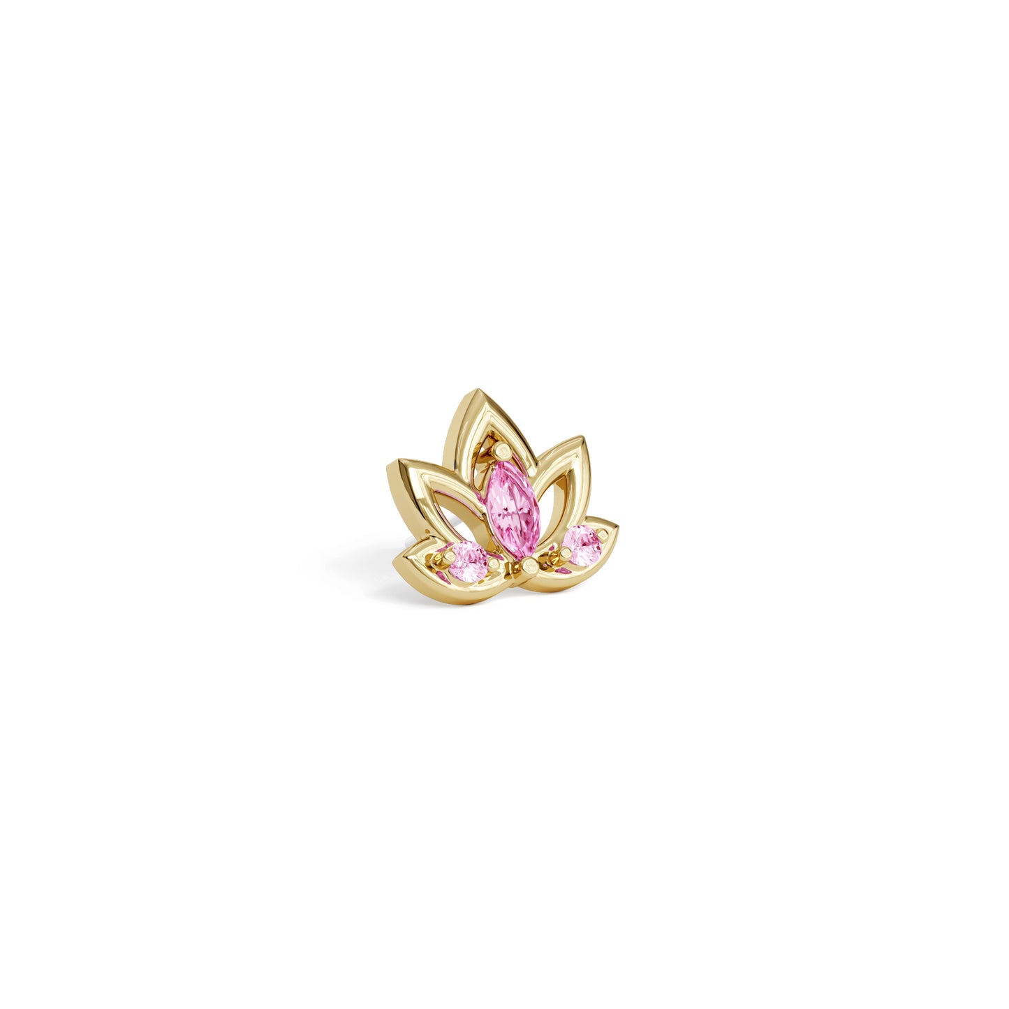 14K Gold Pink Tourmaline Lotus Flower Threadless End