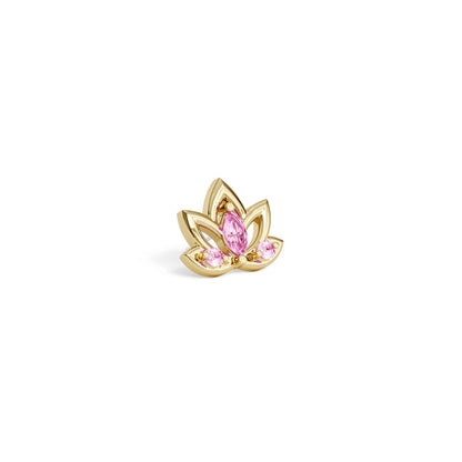 14K Gold Pink Tourmaline Lotus Flower Threadless End