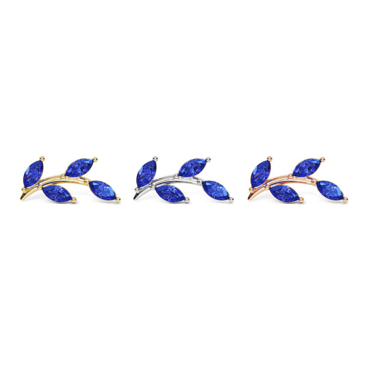 14K Gold Leaf Marquise Sapphire Curved Threadless End