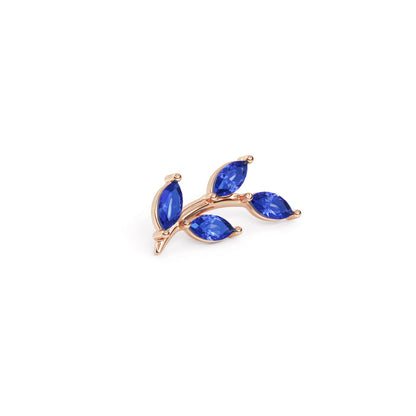 14K Gold Leaf Marquise Sapphire Curved Threadless End