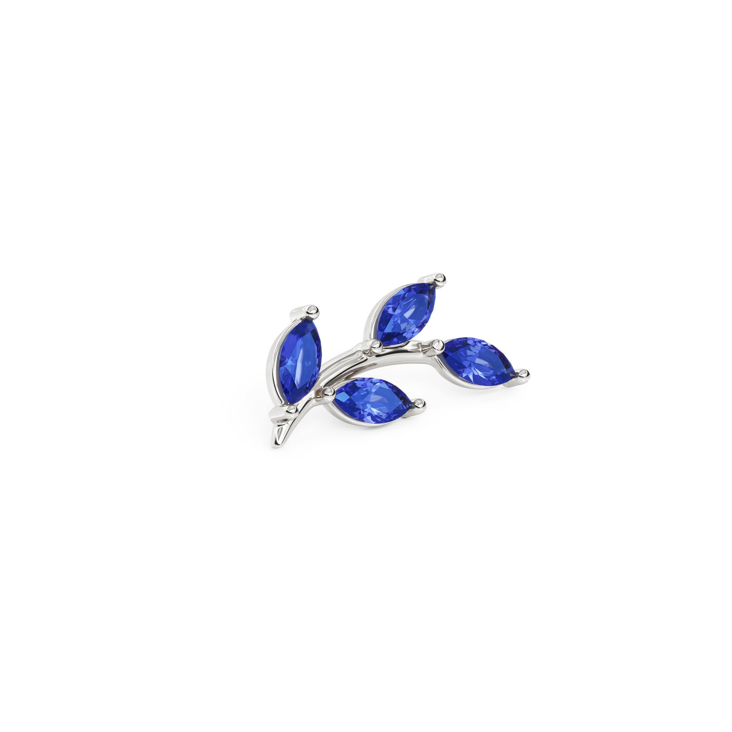 14K Gold Leaf Marquise Sapphire Curved Threadless End