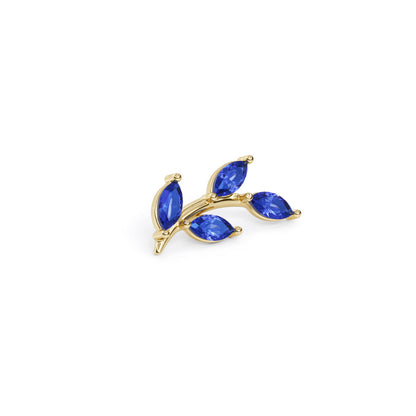 14K Gold Leaf Marquise Sapphire Curved Threadless End