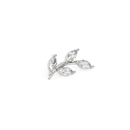 14K Gold Leaf Marquise Diamond Curved Threadless End