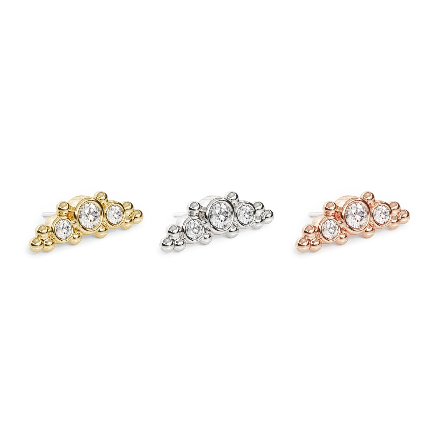 14K Gold Beaded Diamond Curved Threadless End