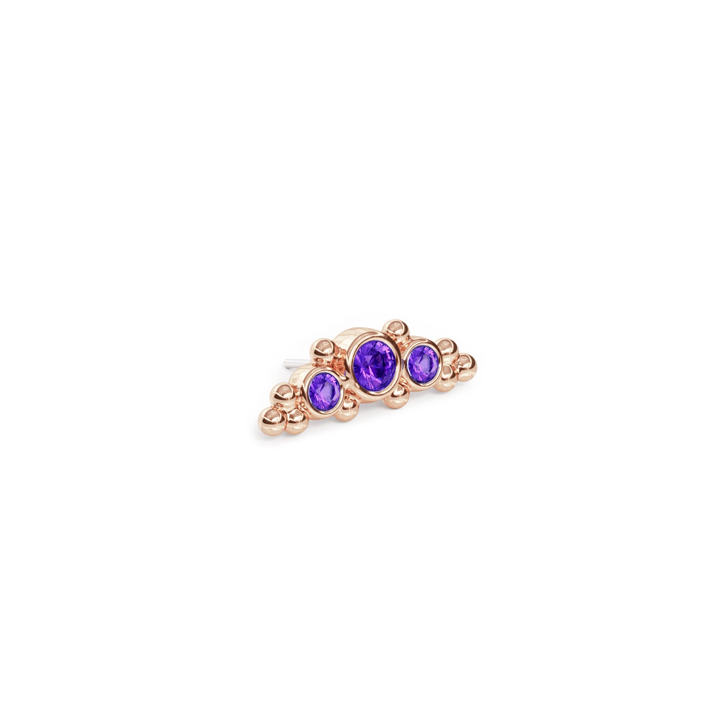 14K Gold Beaded Amethyst Curved Threadless End