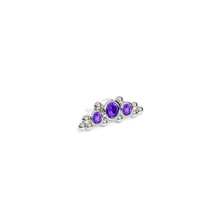 14K Gold Beaded Amethyst Curved Threadless End