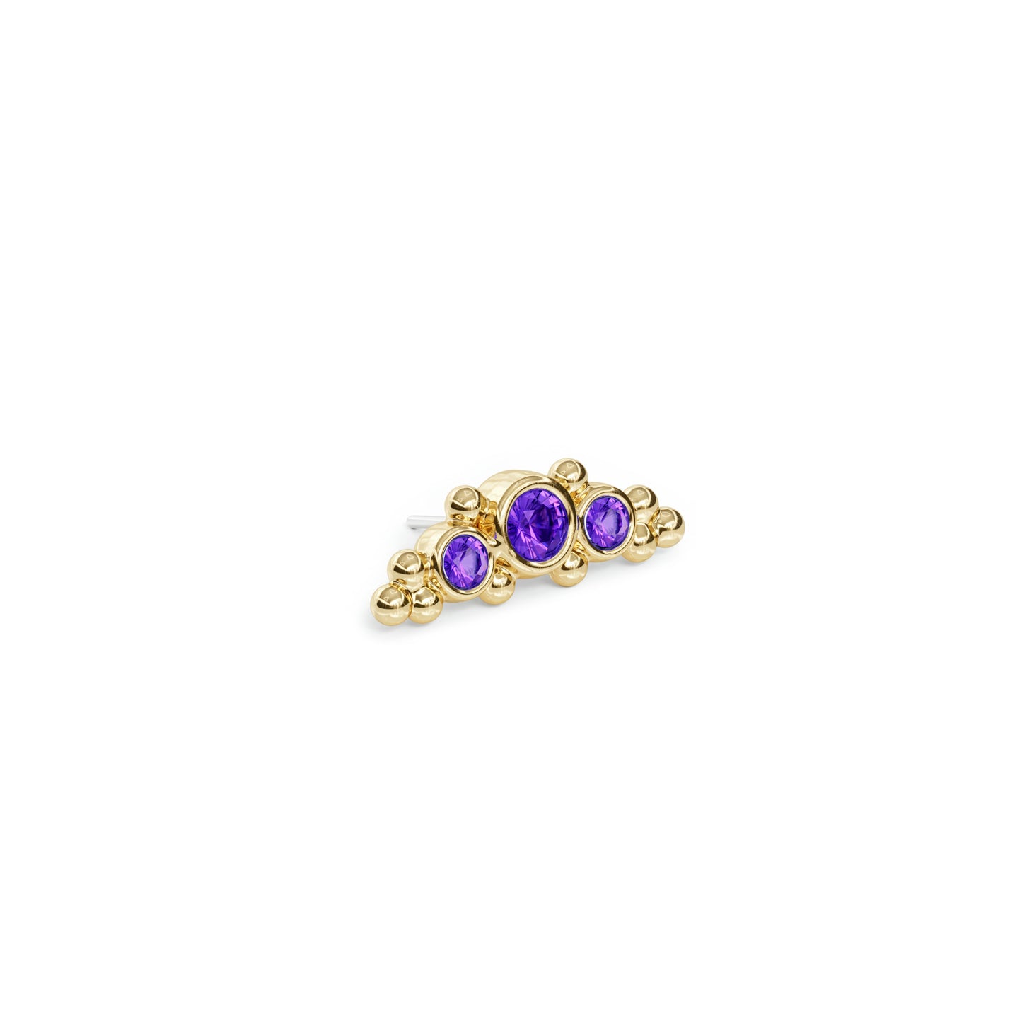 14K Gold Beaded Amethyst Curved Threadless End