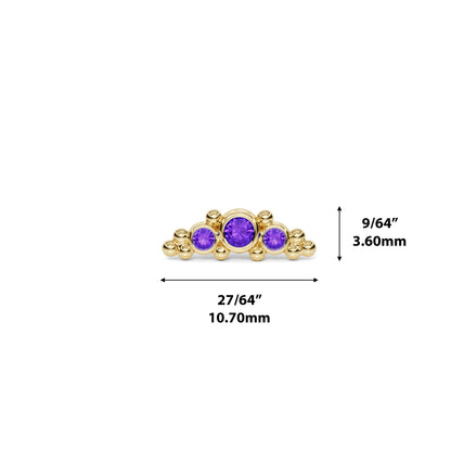 14K Gold Beaded Amethyst Curved Threadless End
