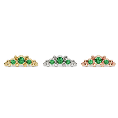 14K Gold Beaded Emerald Curved Threadless End