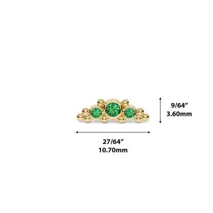 14K Gold Beaded Emerald Curved Threadless End