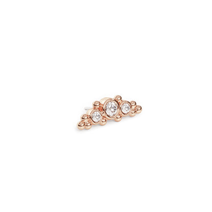 14K Gold Beaded Diamond Curved Threadless End