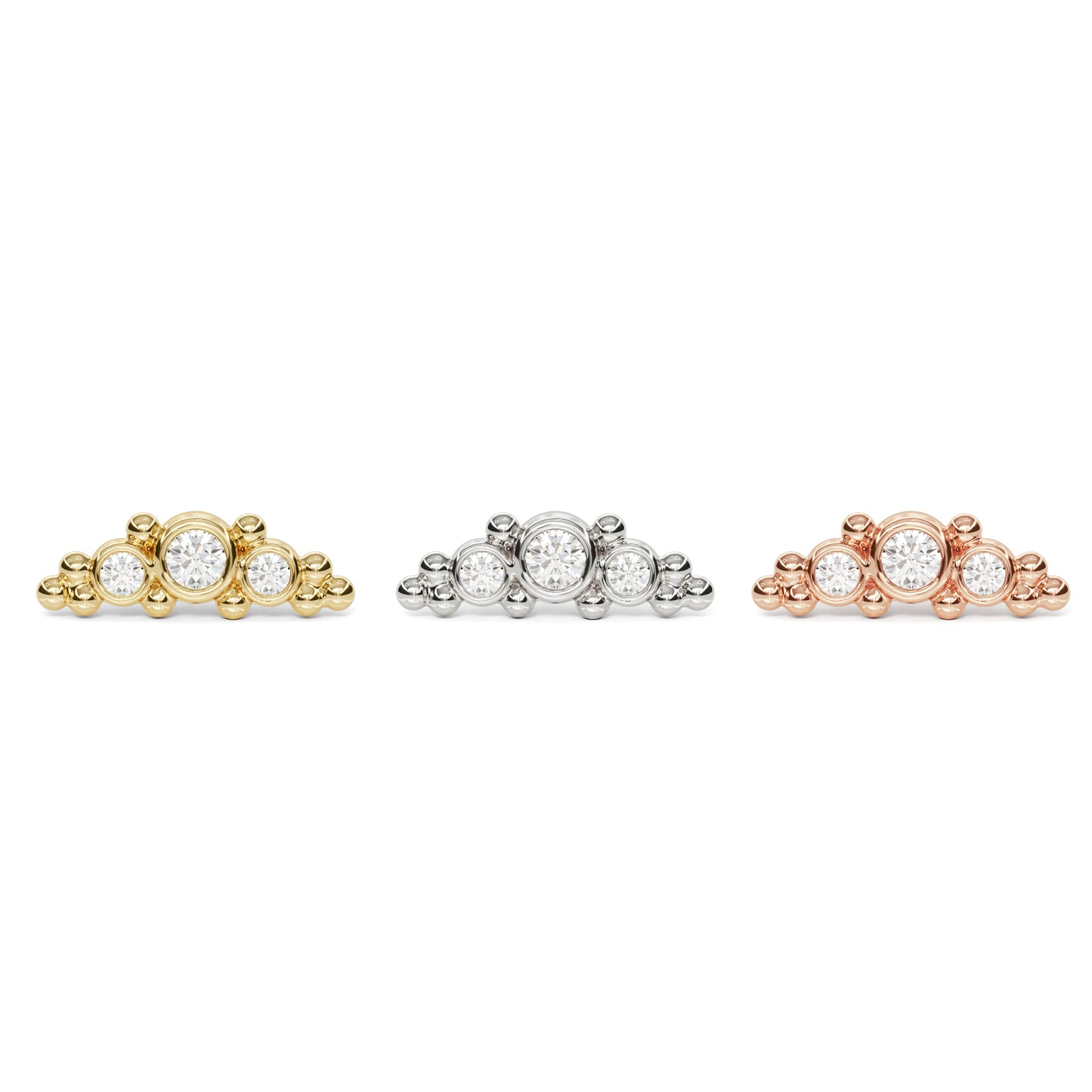 14K Gold Beaded Diamond Curved Threadless End
