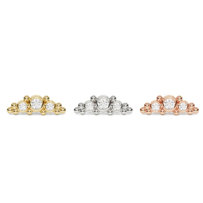 14K Gold Beaded Diamond Curved Threadless End