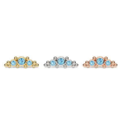 14K Gold Beaded Blue Topaz Curved Threadless End