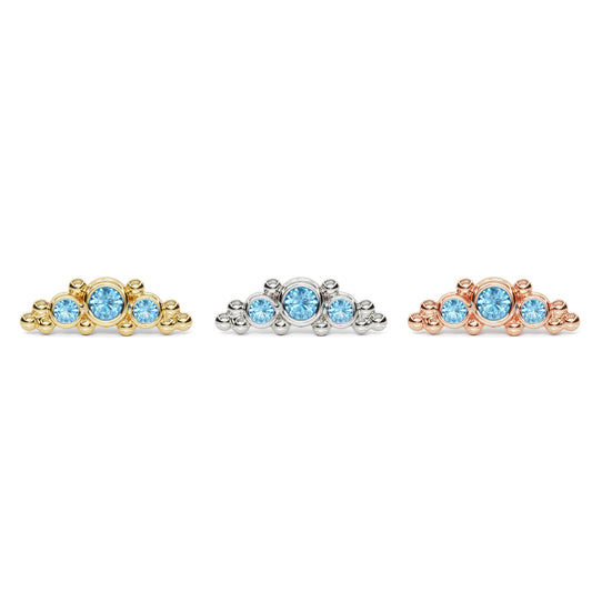 14K Gold Beaded Blue Topaz Curved Threadless End