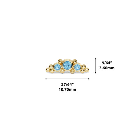14K Gold Beaded Blue Topaz Curved Threadless End
