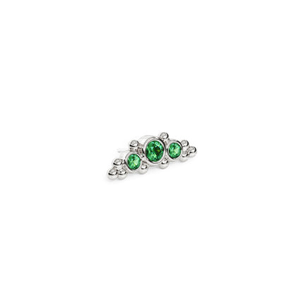 14K Gold Beaded Emerald Curved Threadless End