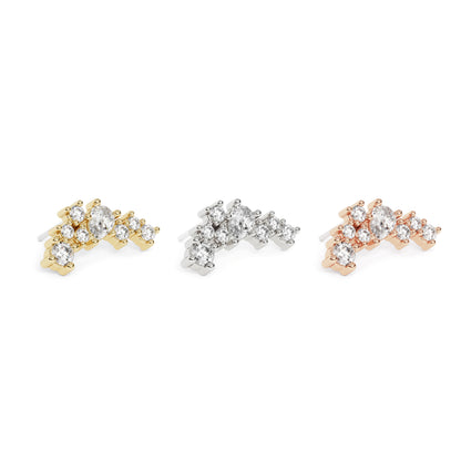 14K Gold Scattered Diamond Curved Threadless End