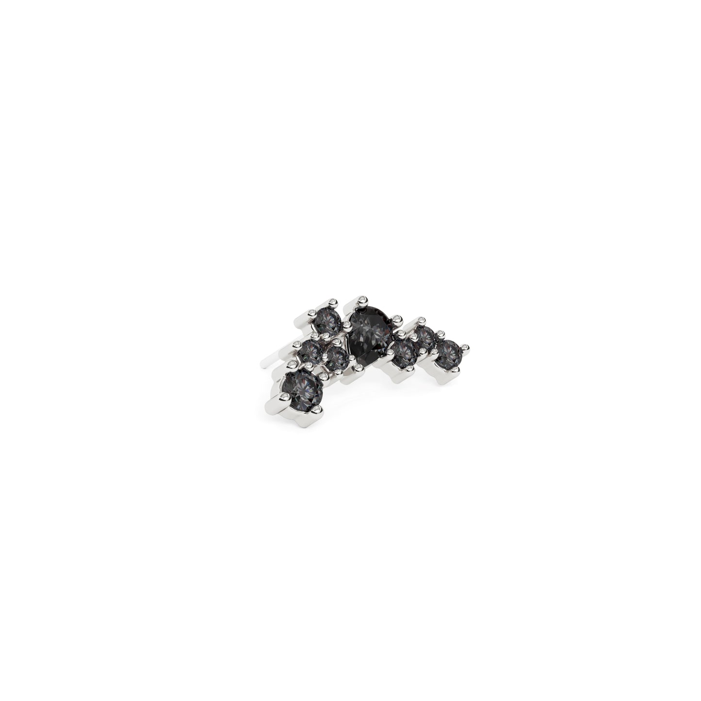 14K Gold Scattered Black Diamond Curved Threadless End
