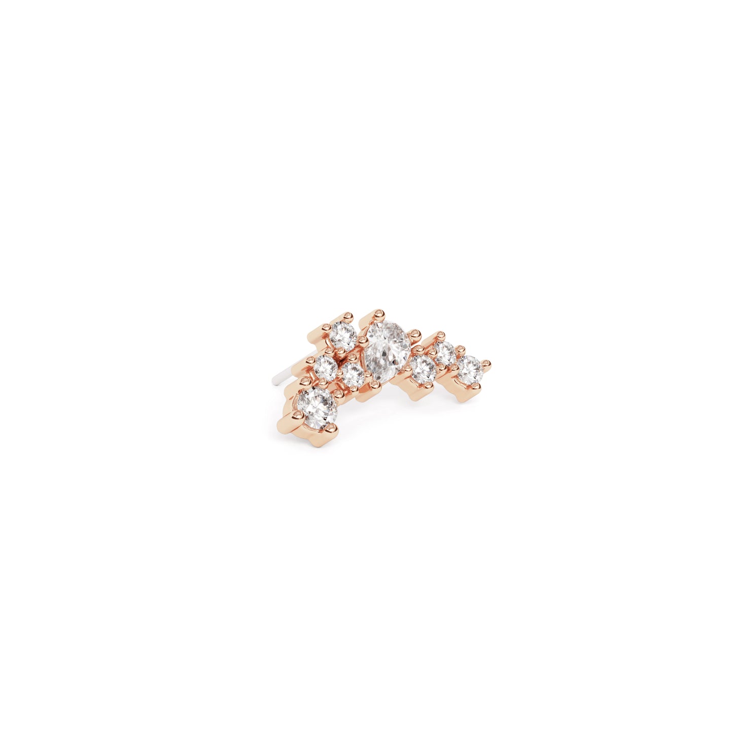 14K Gold Scattered Diamond Curved Threadless End