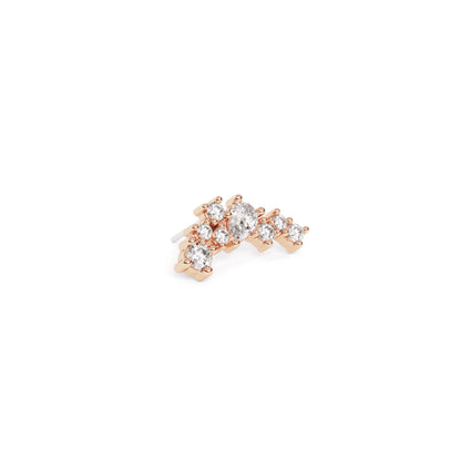 14K Gold Scattered Diamond Curved Threadless End