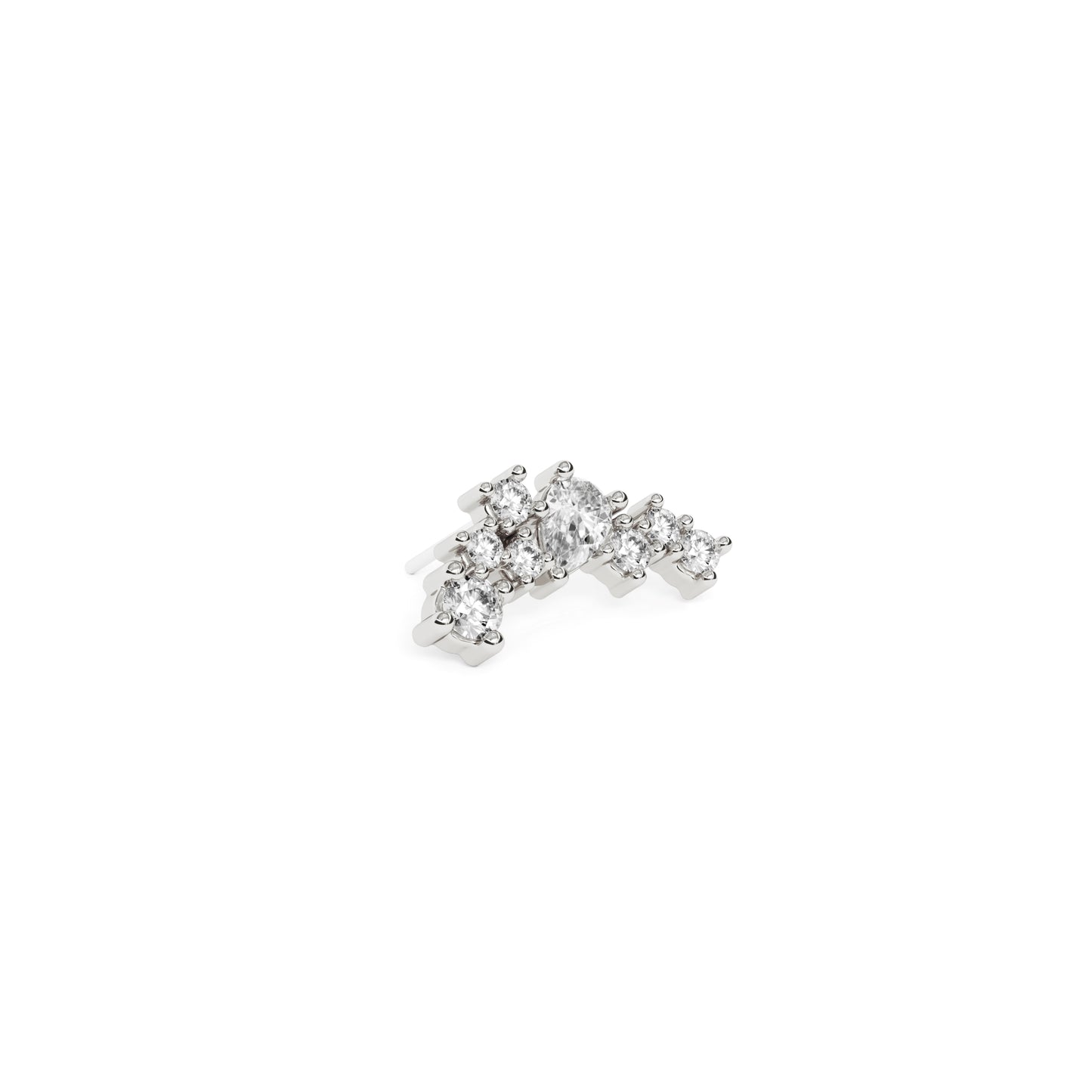 14K Gold Scattered Diamond Curved Threadless End