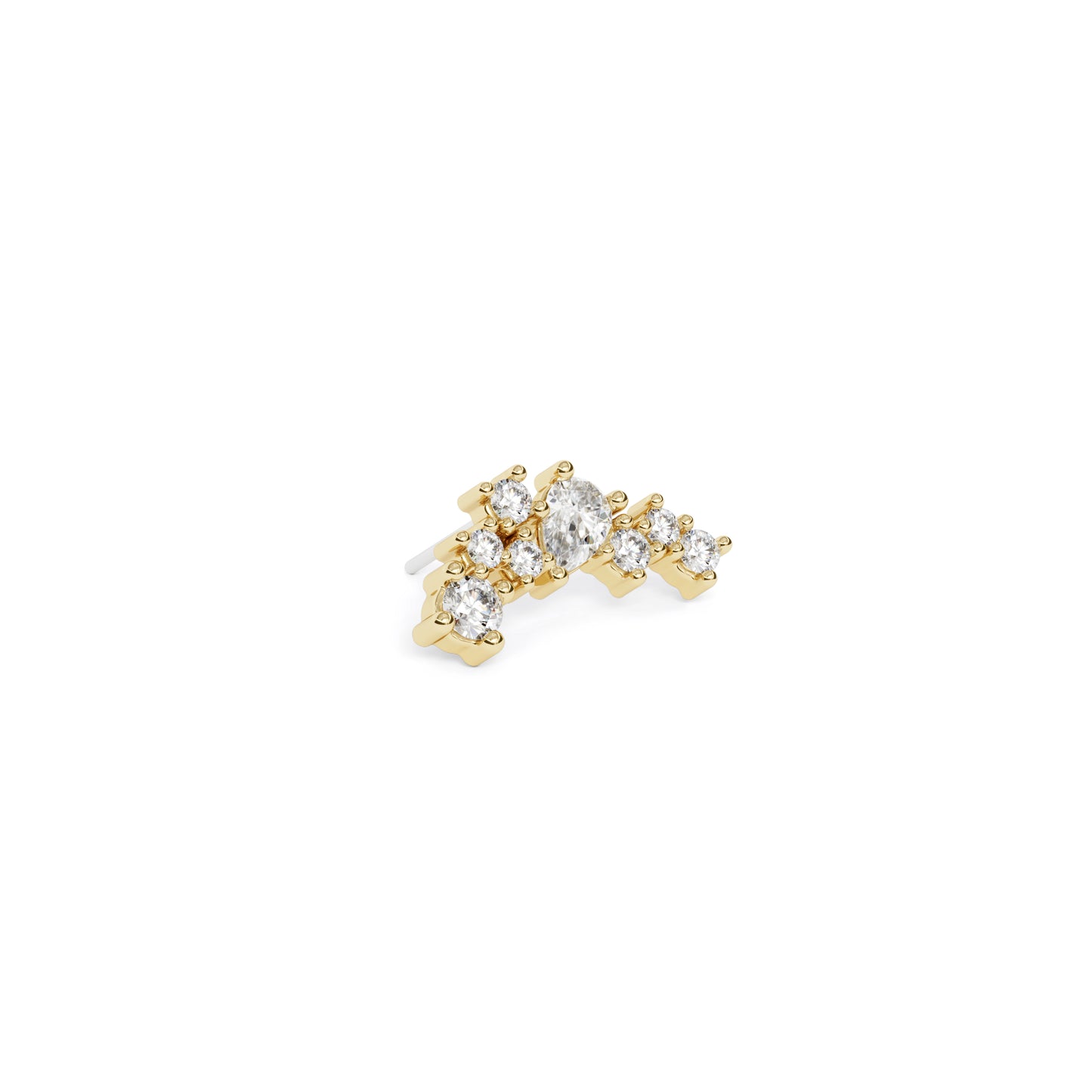 14K Gold Scattered Diamond Curved Threadless End