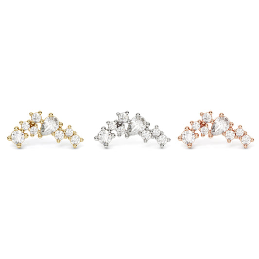 14K Gold Scattered Diamond Curved Threadless End