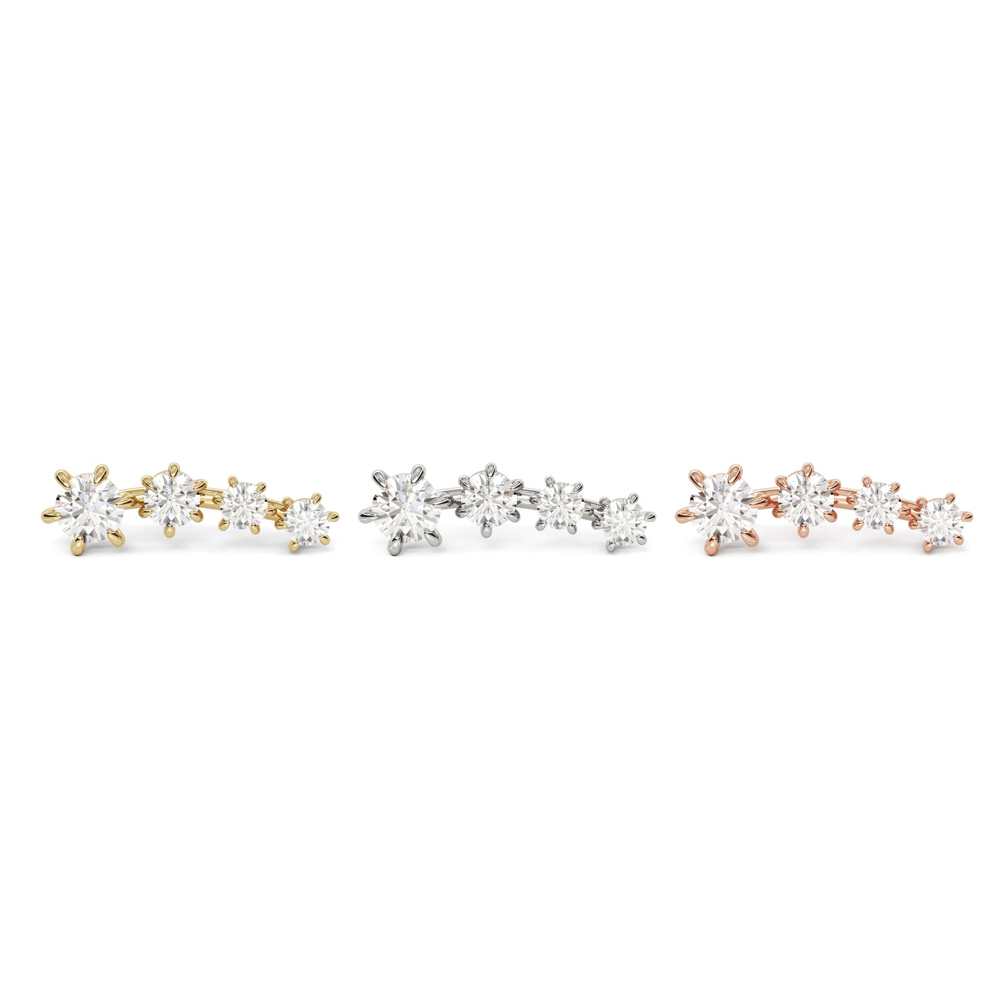 14K Gold Graduated Diamond Curved Threadless End