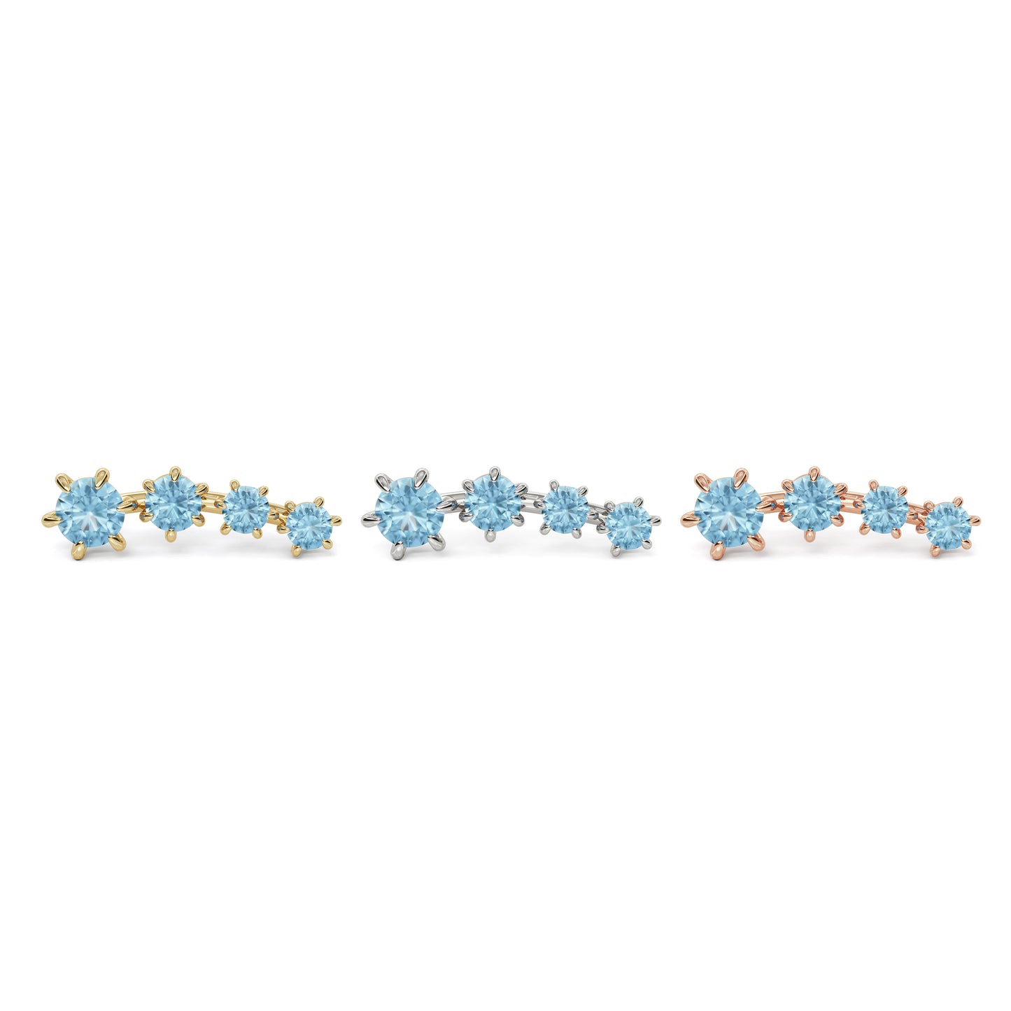 14K Gold Graduated Blue Topaz Curved Threadless End