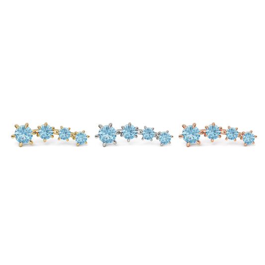 14K Gold Graduated Blue Topaz Curved Threadless End