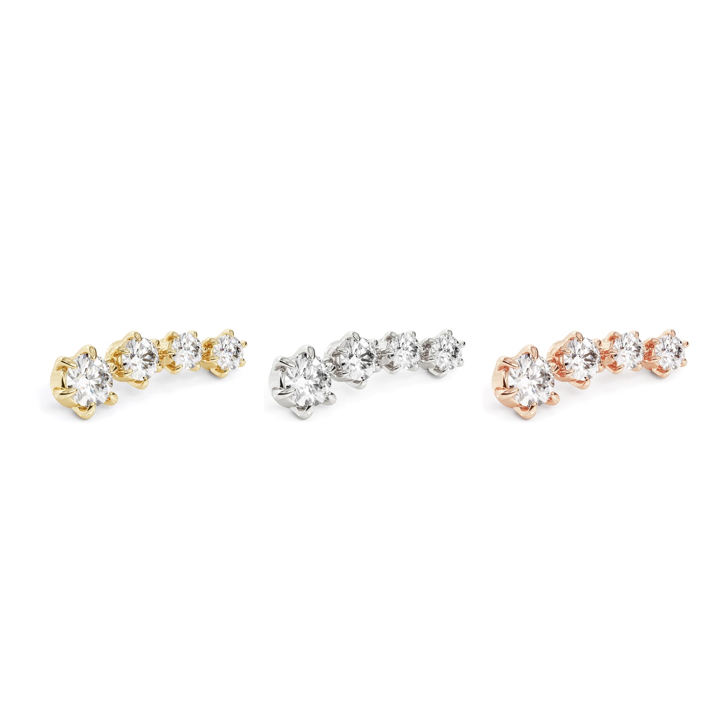 14K Gold Graduated Diamond Curved Threadless End