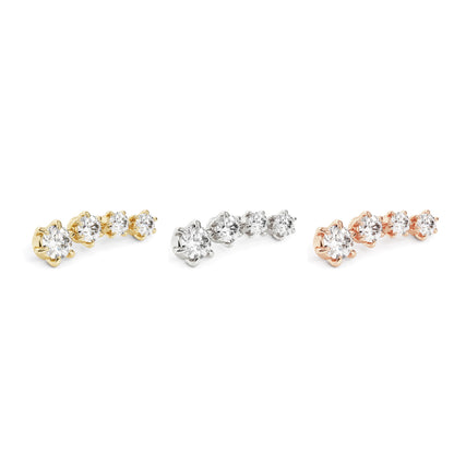 14K Gold Graduated Diamond Curved Threadless End