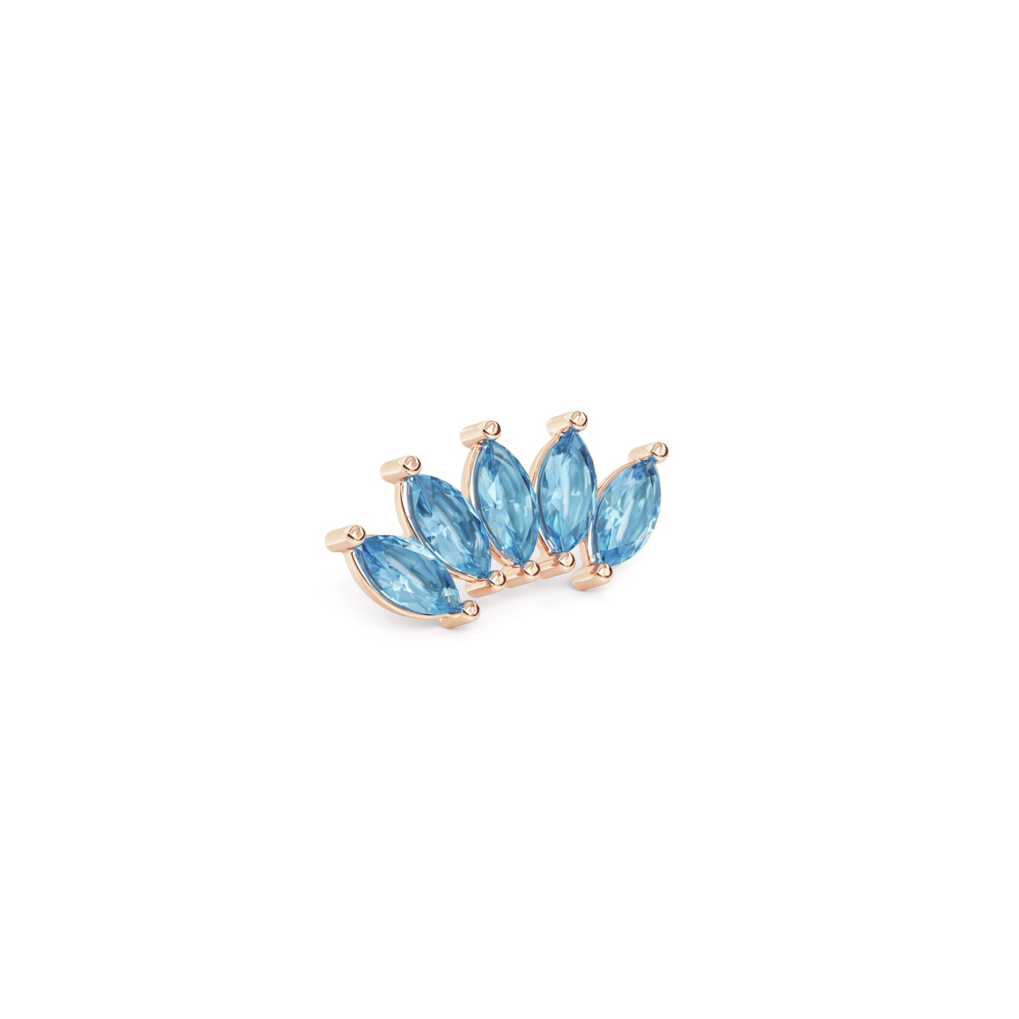 14K Gold Crown Marquise Blue Topaz Curved Threadless End