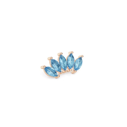 14K Gold Crown Marquise Blue Topaz Curved Threadless End