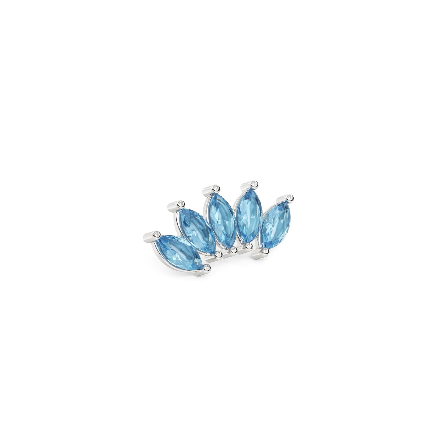 14K Gold Crown Marquise Blue Topaz Curved Threadless End
