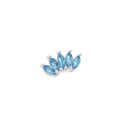 14K Gold Crown Marquise Blue Topaz Curved Threadless End