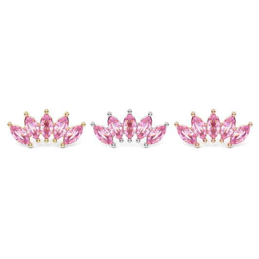 14K Gold Crown Marquise Pink Tourmaline Curved Threadless End