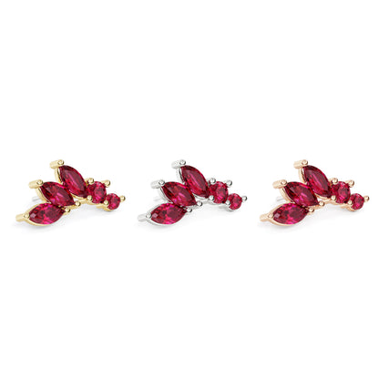 14K Gold Marquise and Round Ruby Curved Threadless End