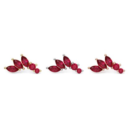 14K Gold Marquise and Round Ruby Curved Threadless End