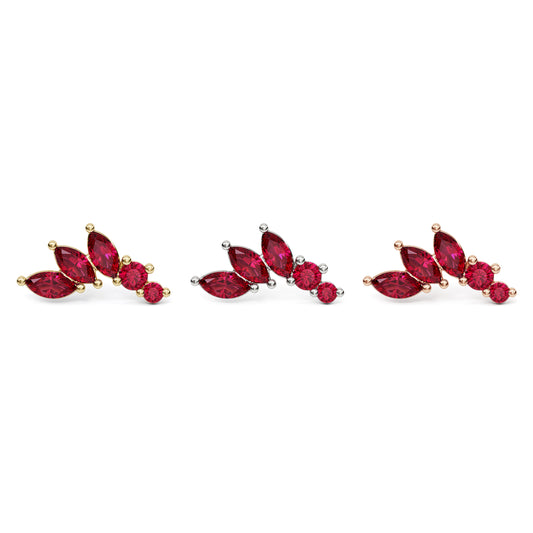 14K Gold Marquise and Round Ruby Curved Threadless End