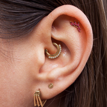 14K Gold Marquise and Round Ruby Curved Threadless End